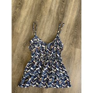 Women's soft stretchy abstract line pattern tank top
